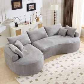 124.5-inch modern compressed boneless sofa, made of grey chenille fabric