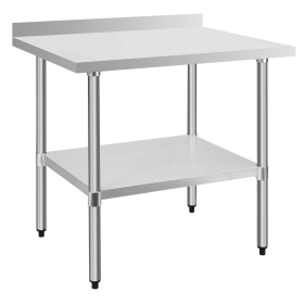 30" x 36" 18-Gauge Stainless Steel Commercial Work Table with 4" Backsplash and Undershelf