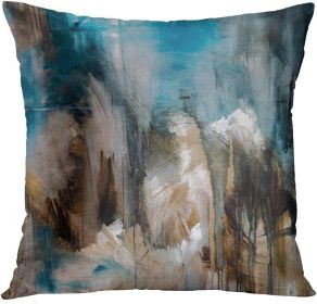 Set of 4 Throw Pillow Covers Modern Abstract Messy Teal Turquoise Black and Brown Retro Painting Decorative Pillow Cases Home Decor Standard Squa