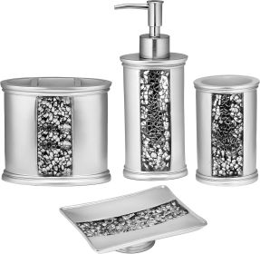Home 4pc  Stylish Bathroom Accessories Set Liquid Soap Dispenser, Tumbler