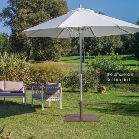20 Inches Patio Umbrella Base Stand with 4 Adjustable Footpads (Color: Brown)